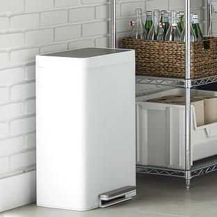 Kohler White 13 gal. Steel Step Trash Can