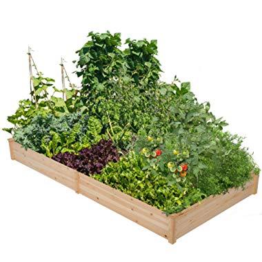 Yaheetech Wood Raised Garden Bed Boxes Kit Elevated Flower Bed Planter Box for Vegetables Natural Wood 97 x 48.5 x 10in