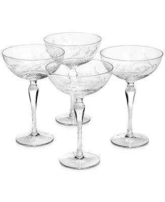 Etched Floral Coupe Glasses, Set of 4, Created for Macy's