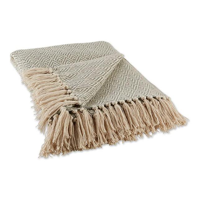 DII Diamond Throw Collection Cotton Woven, 50x60, Artichoke