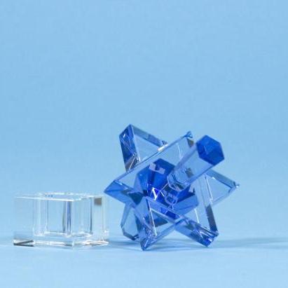 Crystal Dreidel Star of David Design with Stand Blue
