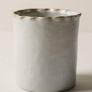 French Grey Ruffle Utensil Crock