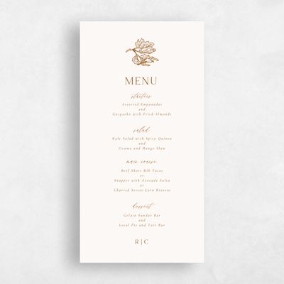 Yellow Greenery Wedding Menu - Velarde