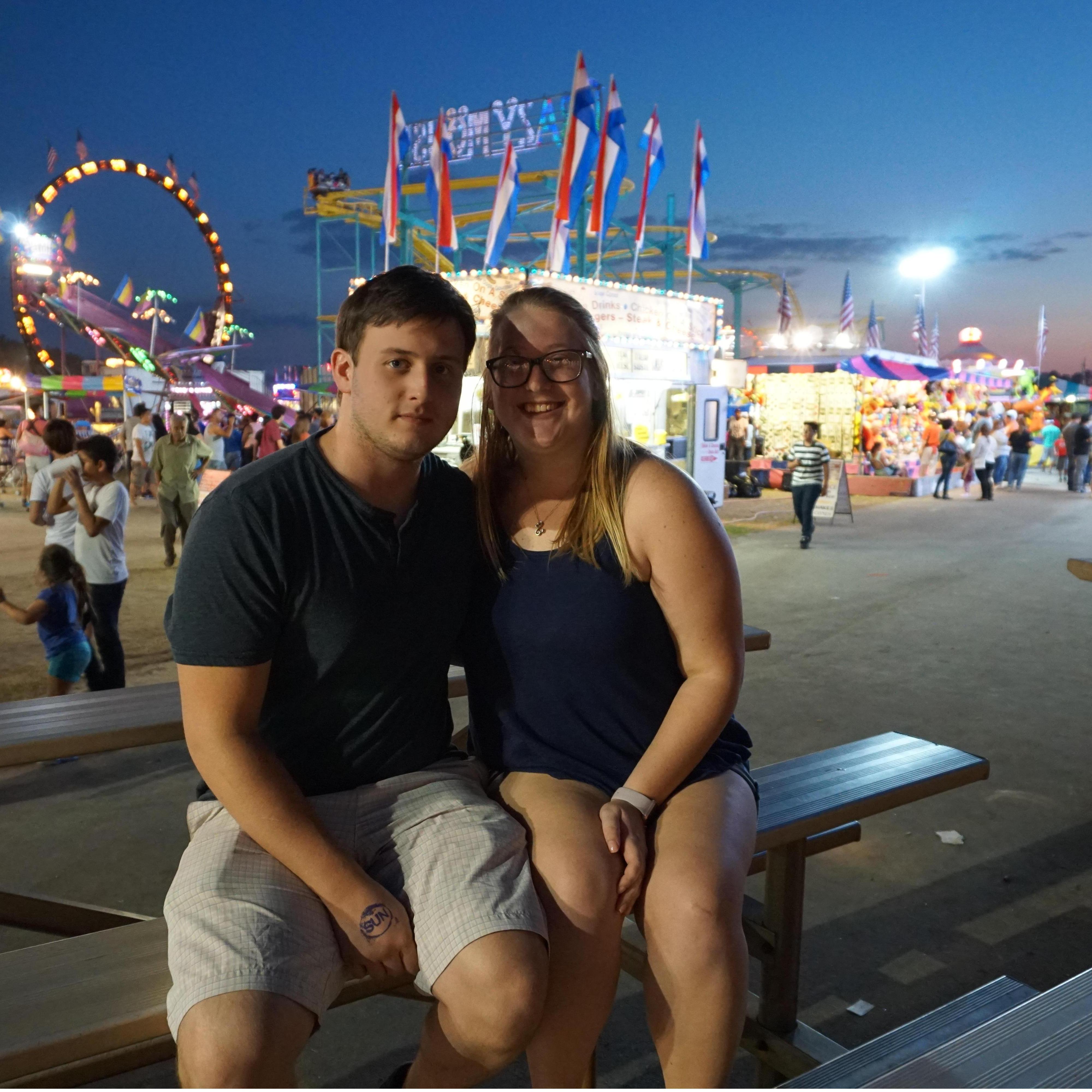 One of those fun fall nights at the fair! Neither of us had a turkey leg, but we definitely ate some corn.