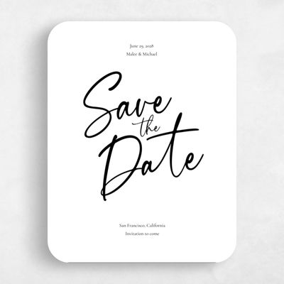 Black Rounded Wedding Save the Date - Santorini Type Letterpress