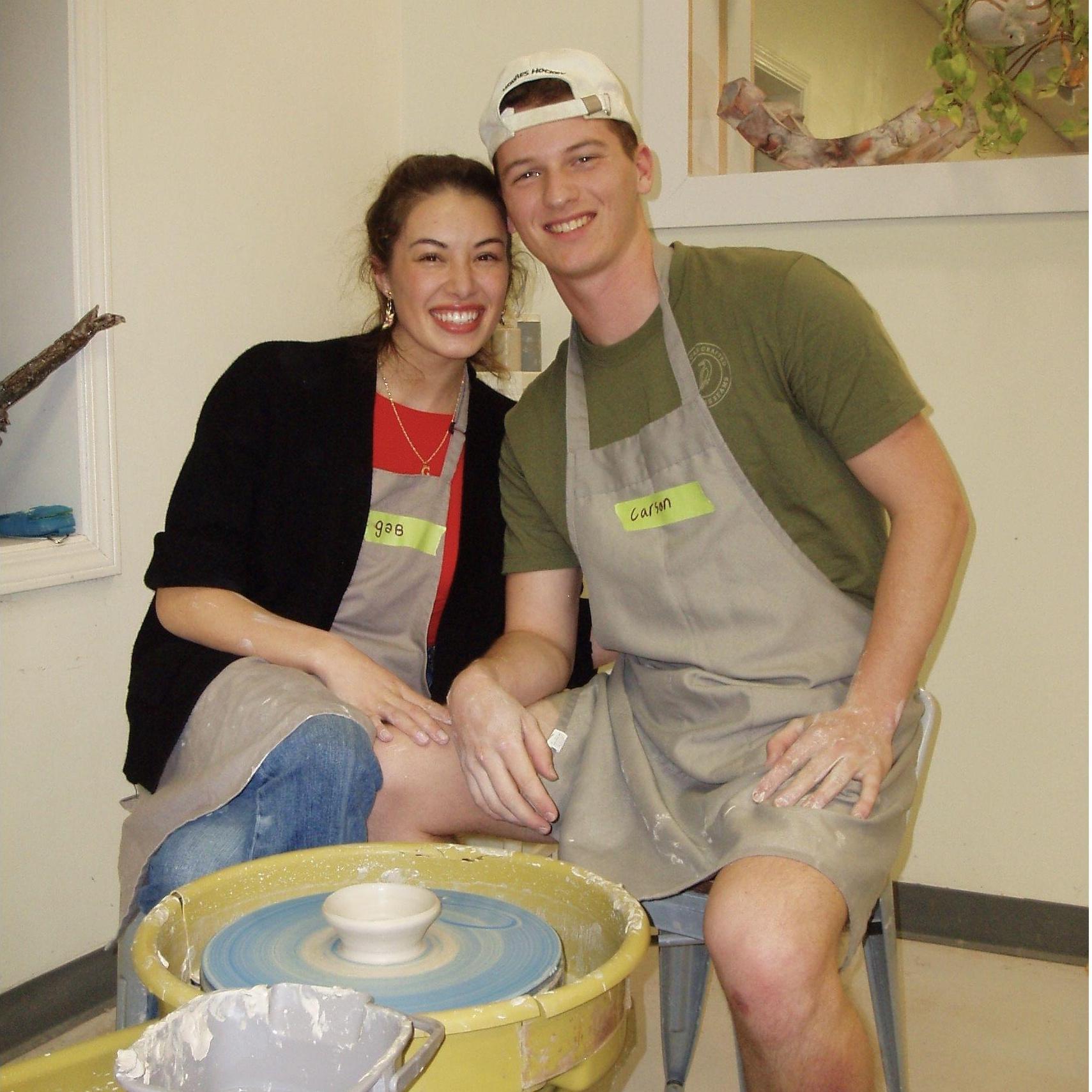 Valentine’s Day pottery date. Carson totally surprised us both by being way better at it than Gabriella—even though it was her idea in the first place!