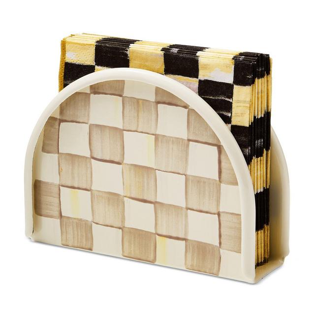Mackenzie-Childs Mocha Check Napkin Holder