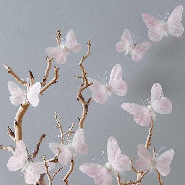 Pink Feather Butterflies Set