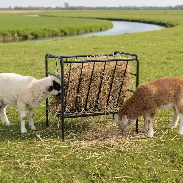 Goat Hay Feeder - Heavy Duty Metal Hay Rack, 35 Gallon Livestock Pasture Feeder, Durable Iron Frame, Outdoor Durable Farm Feeding Equipment for Sheep, Horses, and Ponies