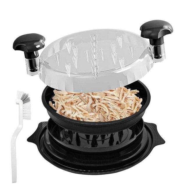 Upgraded Chicken Shredder with Removable Tray and Cleaning Brush, Effortless Chicken Shredder Tool Twist Large for Chicken Breast, Beef, Pork and More, Easy to Use Meat Grinder (Black)