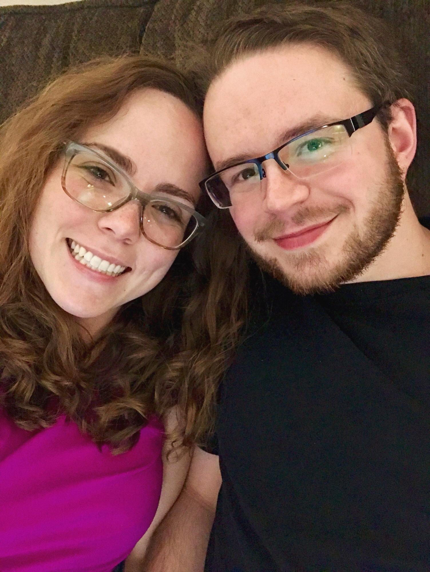 Snuggling up on the couch together in September 2017.