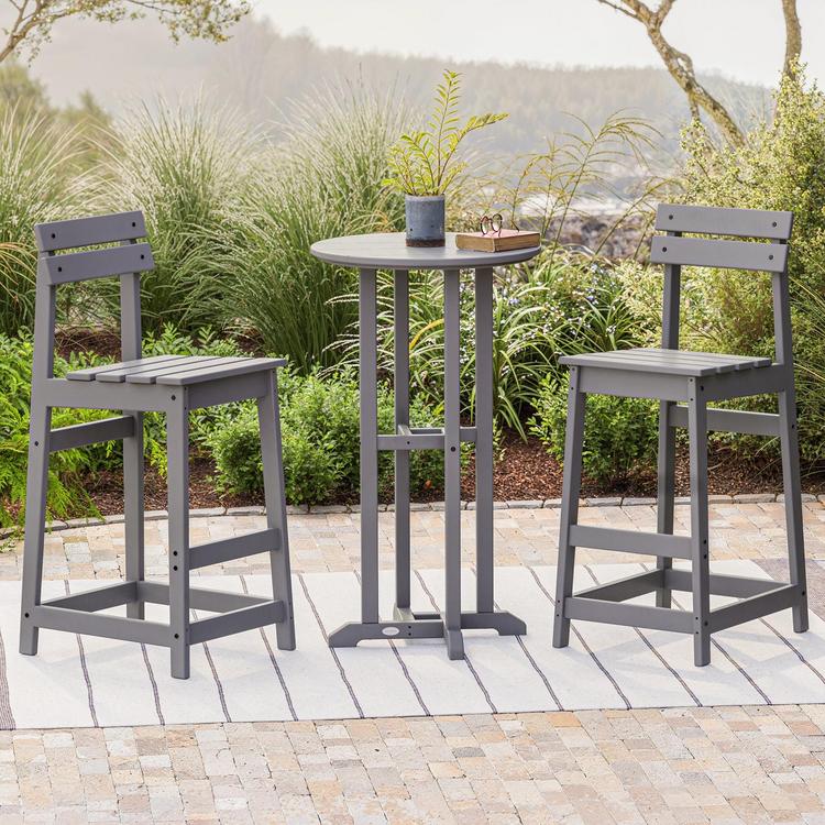 POLYWOOD, Modern Studio 3-Piece Plaza Bistro Bar Chair Set | Zola