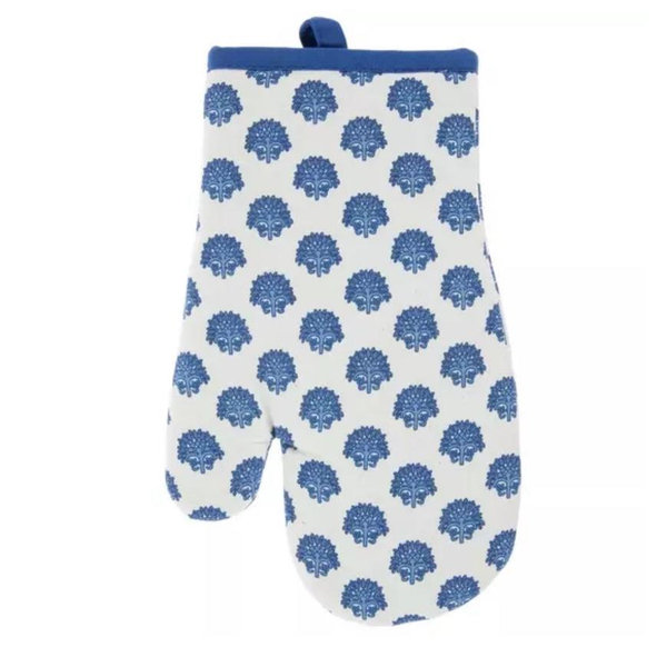 Blue Floral Oven Mitt