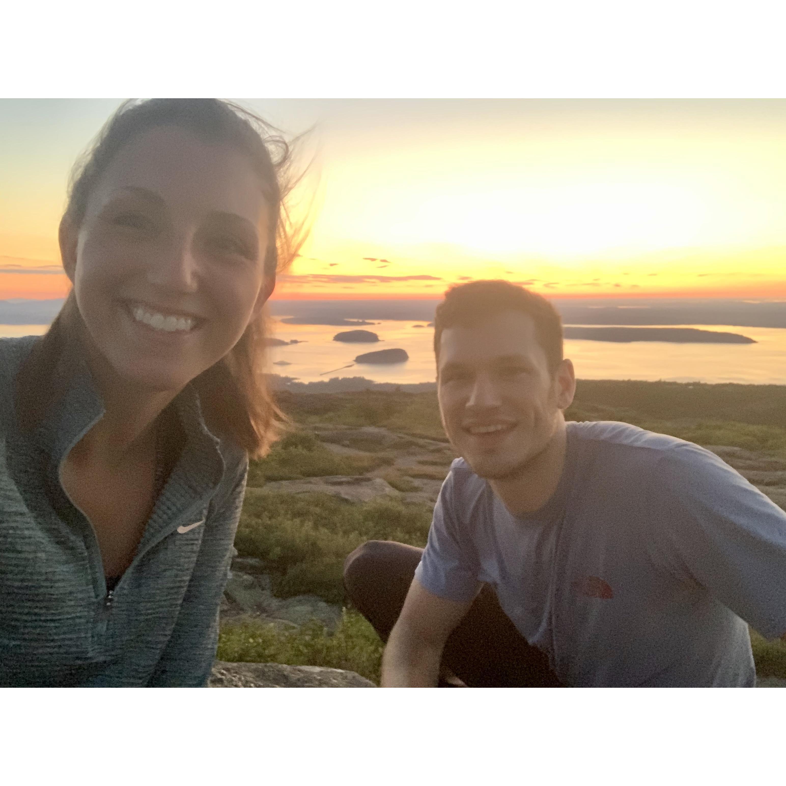 Sunrise hike up Cadillac Mountain in Bar Harbor
