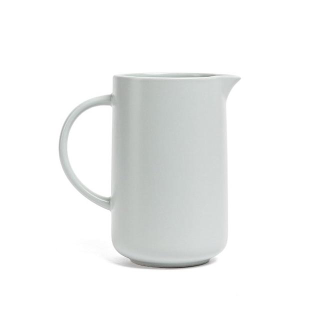 over&back Coupe Stoneware Pitcher - Elegant Water Pitcher for Home Decor and Beverages - Use as a Serving Pitcher or Decorative Vase - 42 Oz - Semi-Matte Fog Blue