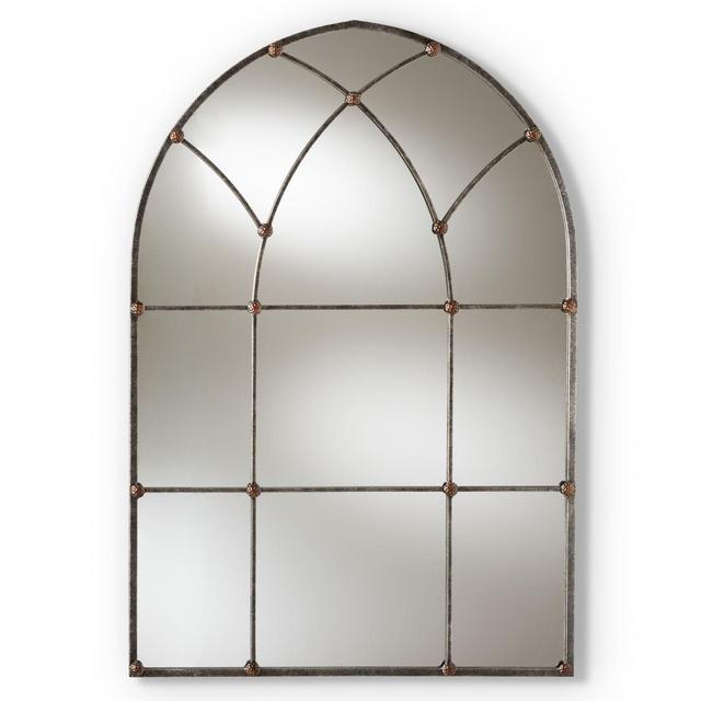 Baxton Studio Aegle 31.89-Inch x 47.05-Inch Arch Mirror in Antique Silver