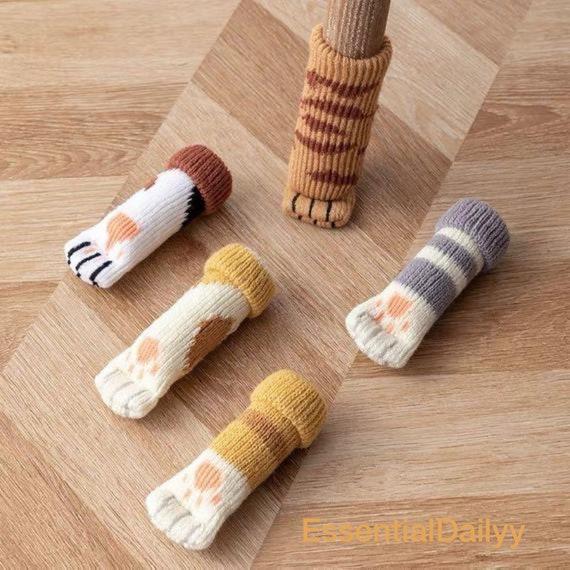 4/8/16 pc Cat Paw Chair Socks Table Foot Socks Chair Leg Covers Wooden Floor Protector Furniture Protection Kitty Lover Sock Cute Animal