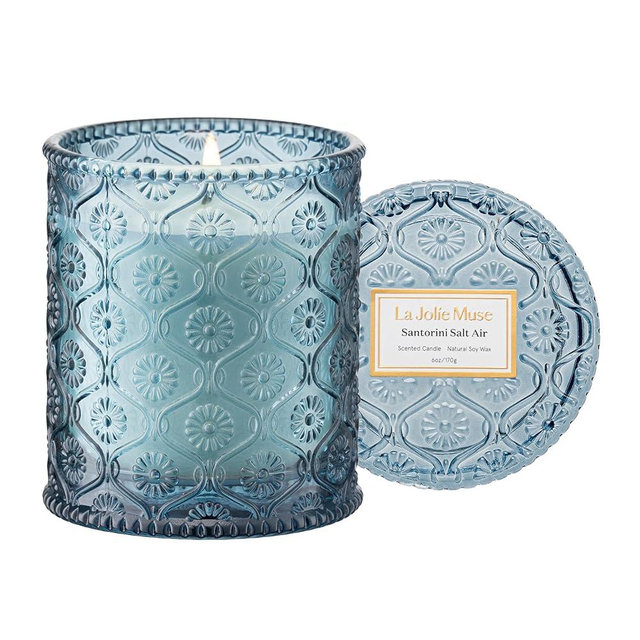 LA JOLIE MUSE 6 oz 40 Hours Burn, Fresh Sea Salt Candles, Santorini Salt Air Candles for Women, Ocean Candle, Summer Candle, Natural Soy Wax Candle