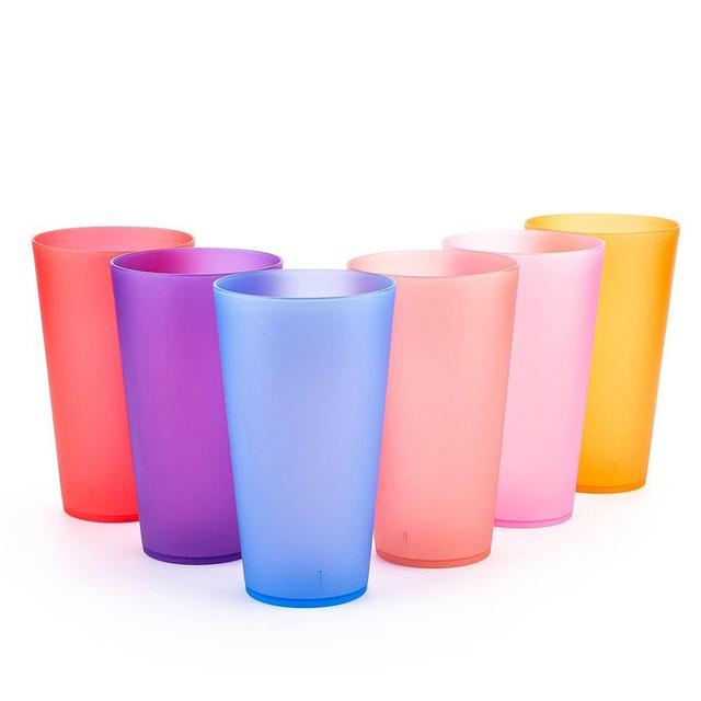 KX-WARE 32-ounce Plastic Tumblers/Large Drinking Glasses/Party Cups/Iced Tea Glasses Set of 6, 6 Assorted Colors | Unbreakable, Dishwasher Safe, BPA Free
