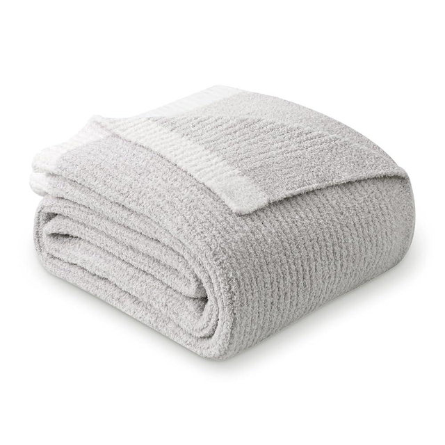MH MYLUNE HOME Ultra Soft Ribbed Throw Blanket for Couch 60x80 Inches Luxurious Super Cozy Fluffy Microfiber Blanket Plush Warm Reversible Throw Blankets for Sofa Bed - Gray 60 x 80 Inches