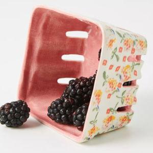 Floral Ceramic Berry Basket