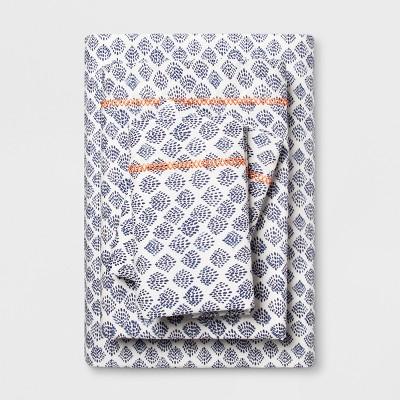 Cotton Percale Print Sheet Set (King) Indigo - Opalhouse™