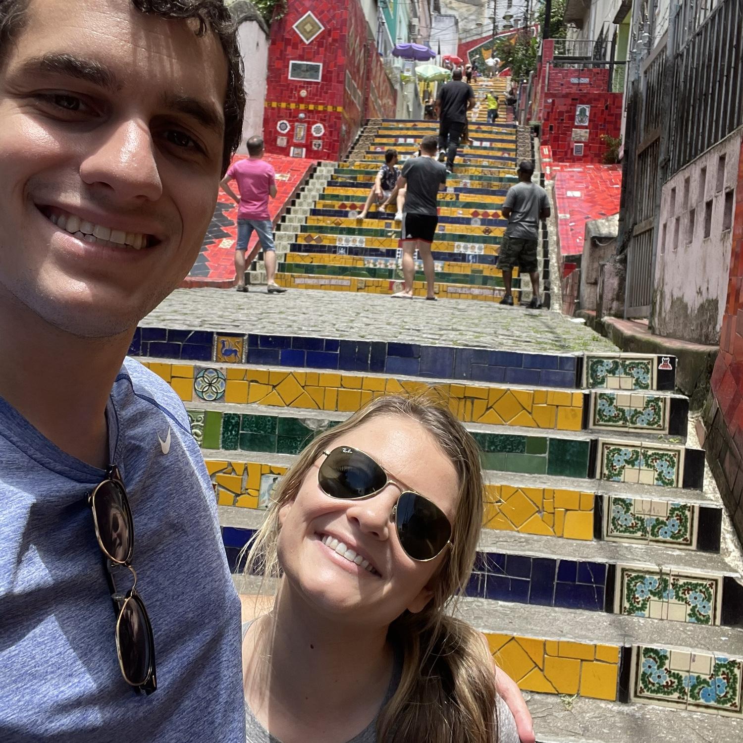 Us at Escadaria Selaron in Rio de Janeiro Brazil!