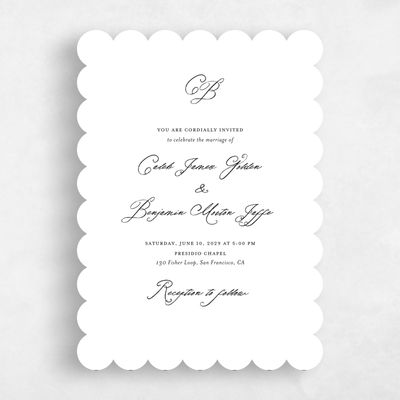 White Scalloped Wedding Invitation - Imarige Portrait