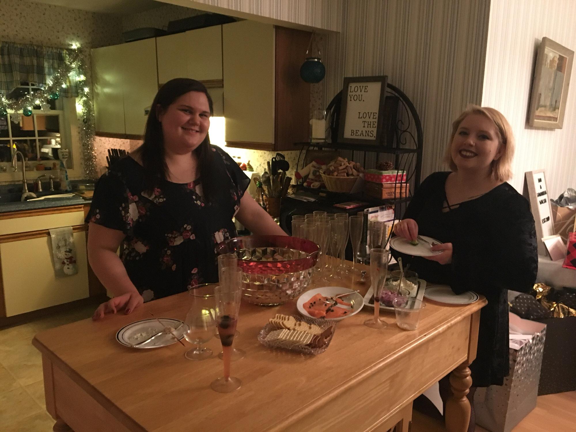 Enjoying food and friends.