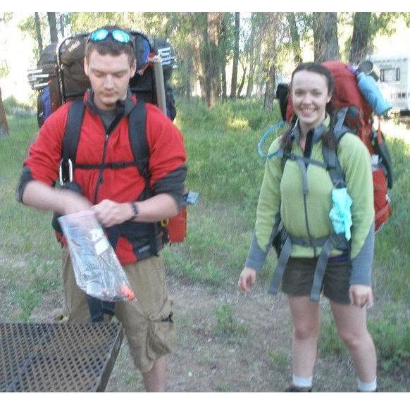 Grand Tetons (setting off on Meg's first backpacking trip), 2010