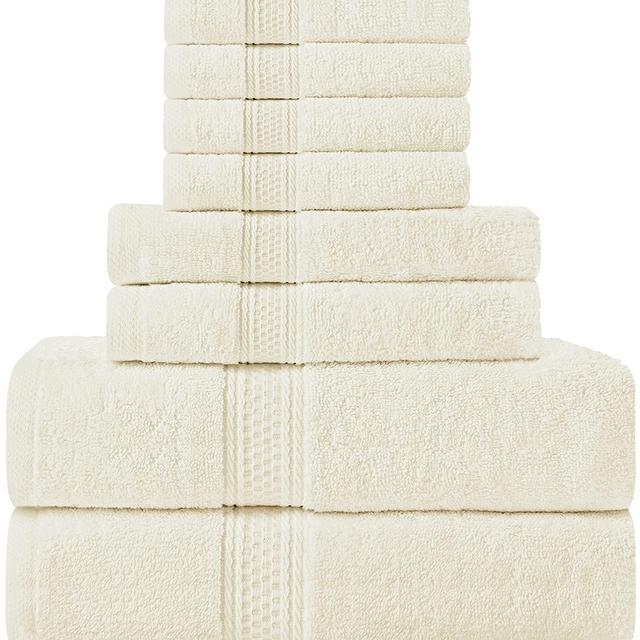 Utopia Towels Ivory Towel Set, 2 Bath Towels, 2 Hand Towels, and 4 Washcloths, 600 GSM Ring Spun Cotton Highly Absorbent Towels for Bathroom, Shower Towel, (Pack of 8)