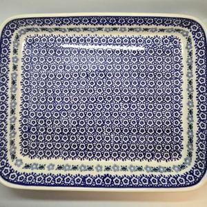 Piekny Polish Pottery Store Blue Floral Baker