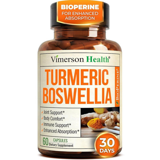 Boswellia Serrata Turmeric Supplement for Joint Support & Inflammation Balance – Turmeric Boswellia Supplement with Ginger & Black Pepper Extract for Enhanced Absorption – Non-GMO - 60 Capsules