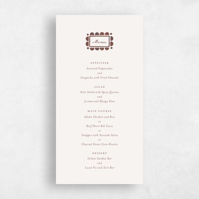 Acorn, Brown Wedding Menu - Fayvel