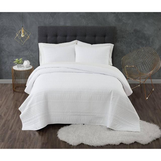 King 3pc Antimicrobial Quilt Set White - Truly Calm