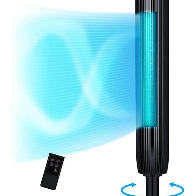 KopBeau Tower Fan for Bedroom, 42 Inch Oscillating Cooling Fans with Remote, Quiet Bladeless Floor Powerful Fan, 3 Modes, Buit-in 7Hrs Timer and LED Display, Standing Fans for Home Office, Black