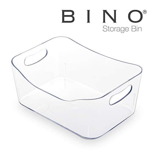 Bino Refrigerator, Freezer and Pantry Cabinet Storage Organizer Bin with Handles, Clear and Transparent Plastic Wide Nesting Food Container for Home