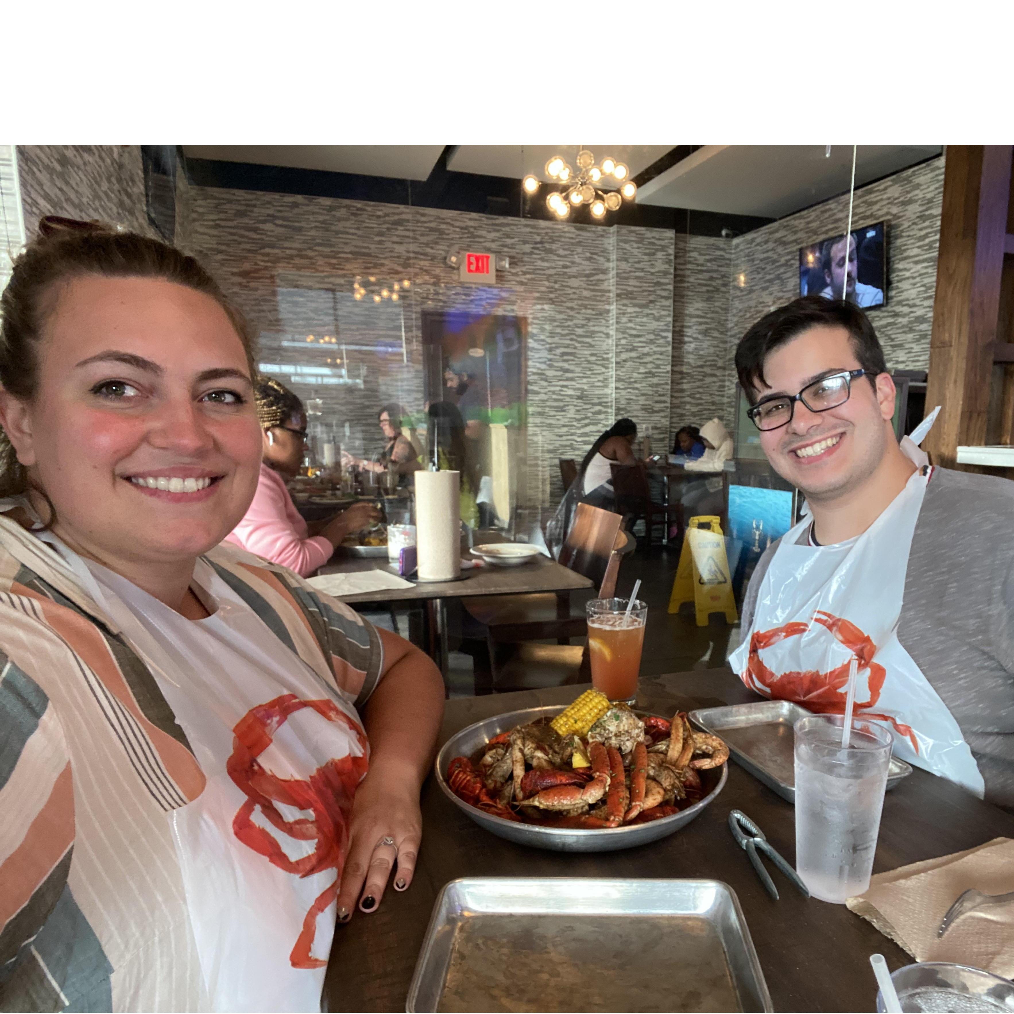 2021- 1st New Orleans Crab Boil. Excuse our sweaty-ness. The food and the weather was hot!