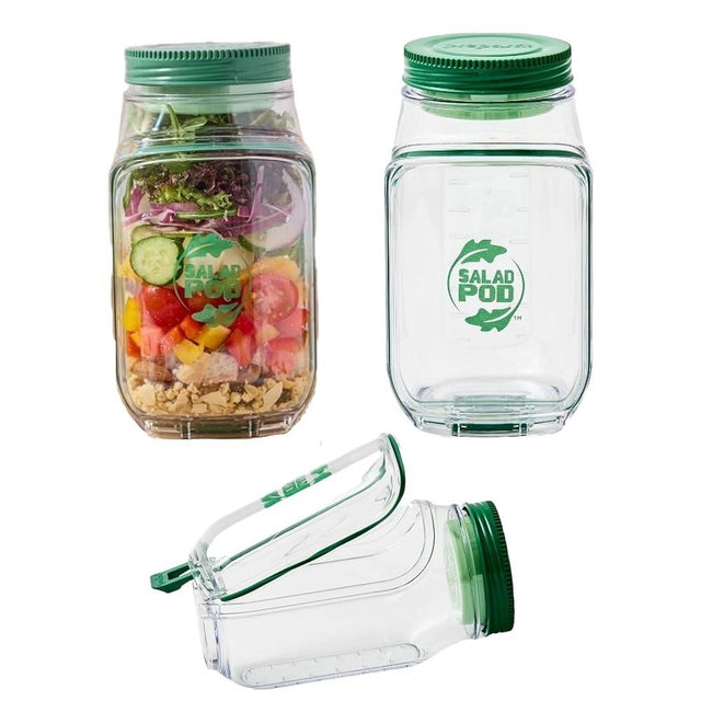 Prepara The Original Salad Pod - Leakproof Food Container for Meal Prep - 4.5 Cups Capacity, BPA Free Tritan, Microwave & Dishwasher Safe (2 Units)