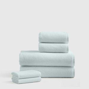 Turkish Ribbed Quick Dry Bath Towel Bundle in Mist