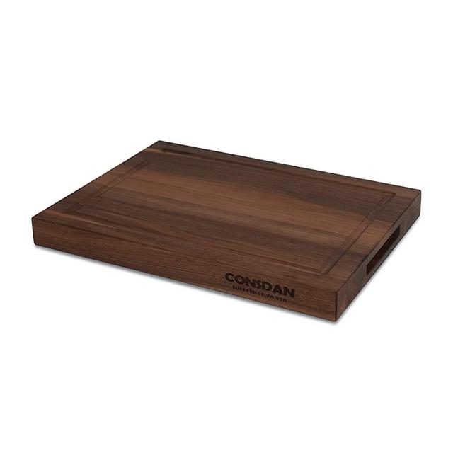 CONSDAN Black Walnut Butcher Block Cutting Board with Invisible Inner Handles, USA Grown Hardwood, 1-1/2" Thick, 16" L x 12" W