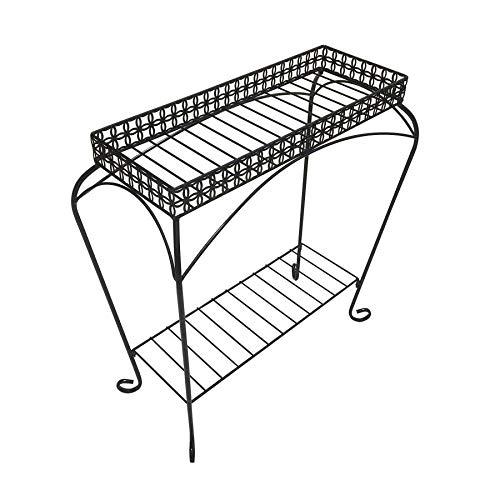 Patio Life Bursa 28-in Black Indoor/Outdoor Rectangular Steel Plant Stand