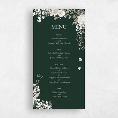 Dark Forest, Green Wedding Menu - Rosalind
