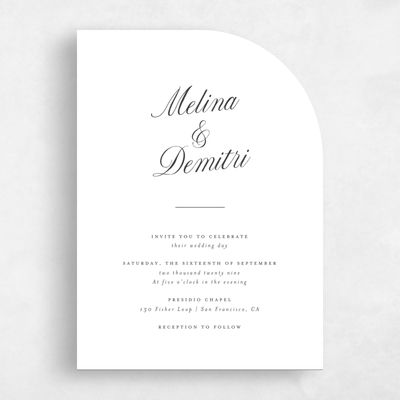 White Half arch Wedding Invitation - Mabel Classic