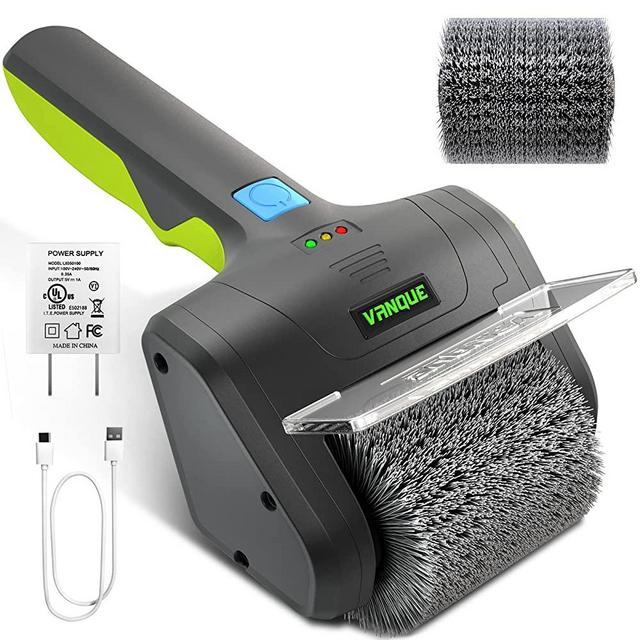 Electric Grill Brush, VANQUE Safe Grill Scrubber w/ No Shedding Bristles, 360° Rotating Grill Cleaning Brush, Heavy Duty BBQ Brush Grill Accessories for Porcelain/Weber Gas/Charcoal Grilling Grates