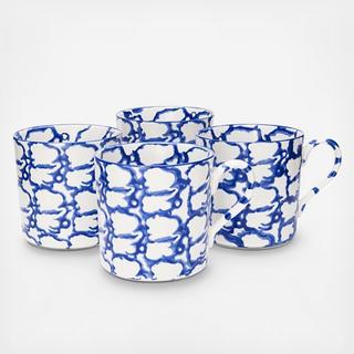 Spongeware Smoke Ring Mug, Set of 4