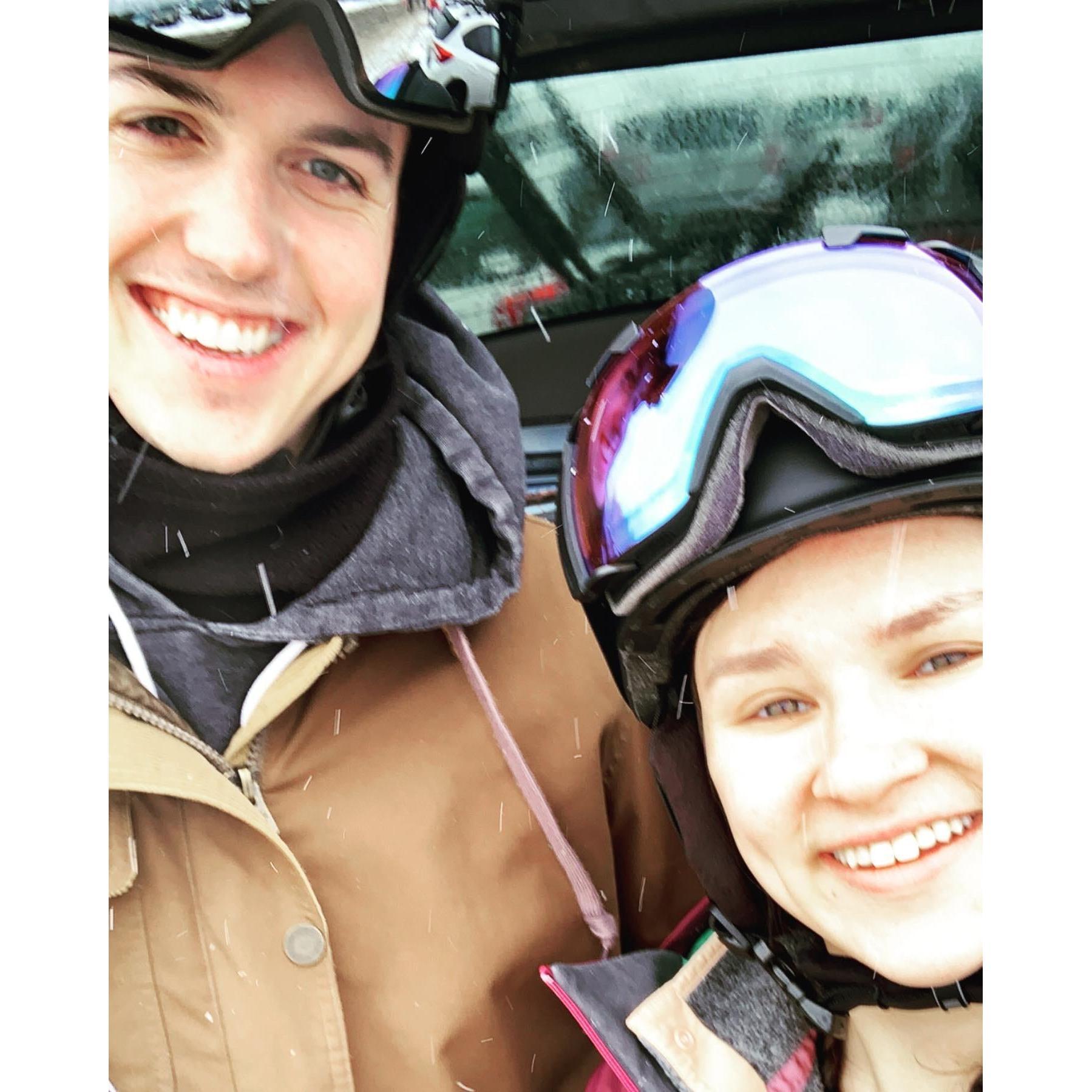 Mike has been teaching Sharla how to snowboard and now its one of our favorite ways to survive the winters.