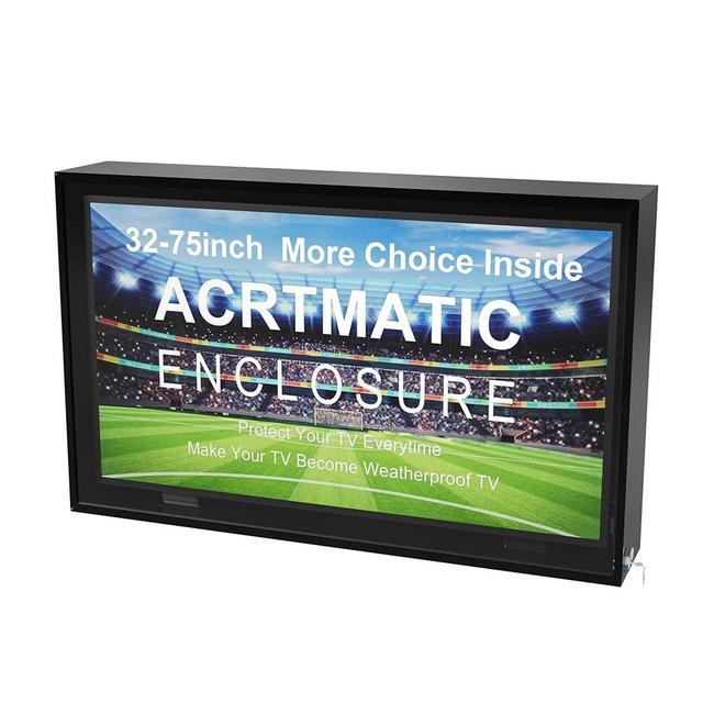 acrtmatic 40-43 inch Weatherproof Outdoor TV Cover with lock, Hard and Durable, Clear Television Enclosure for Outside (Right Door), with TV Bracket Included.
