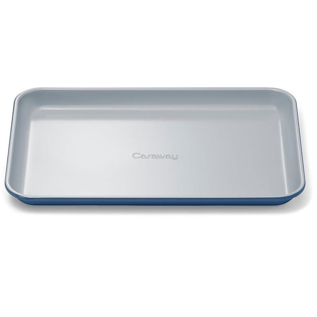 Caraway Nonstick Ceramic Small Baking Sheet (9x13”) – Non-Toxic, PTFE & PFOA Free – Oven Safe – Aluminized Steel Core – Mini Sheet Pan for Baking, Roasting & More - Navy