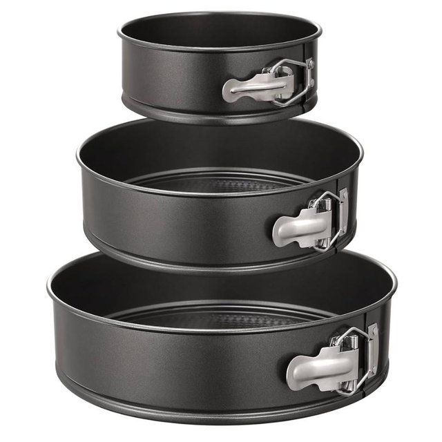 Hiware Springform Pan Set of 3 Non-stick Cheesecake Pan, Leakproof Round Cake Pan Set Includes 3 Pieces 6" 8" 10" Springform Pans